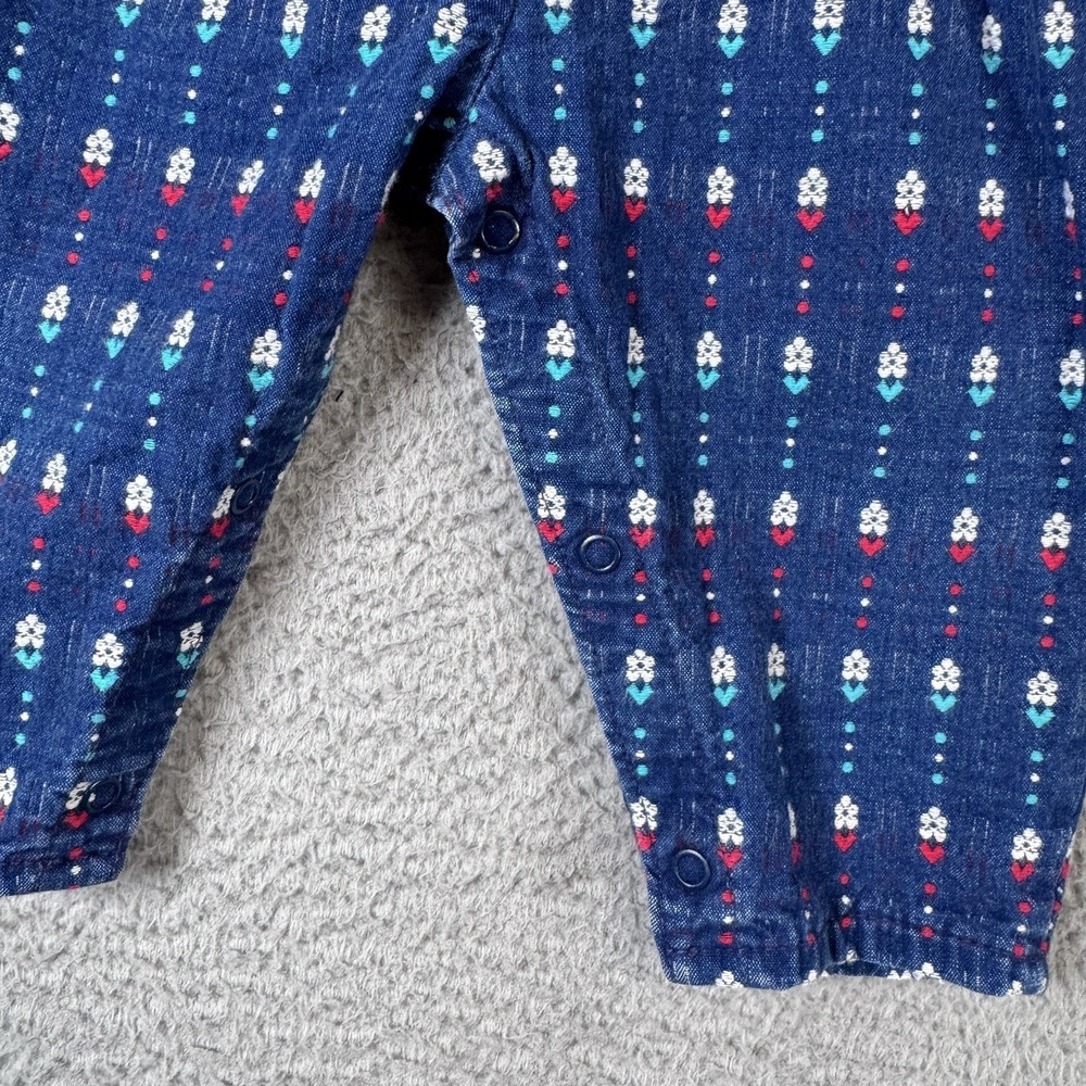 Vintage Oshkosh Overalls Girls 18M Blue Bow Embroidered Vestbak Floral USA Made - Picture 5 of 16